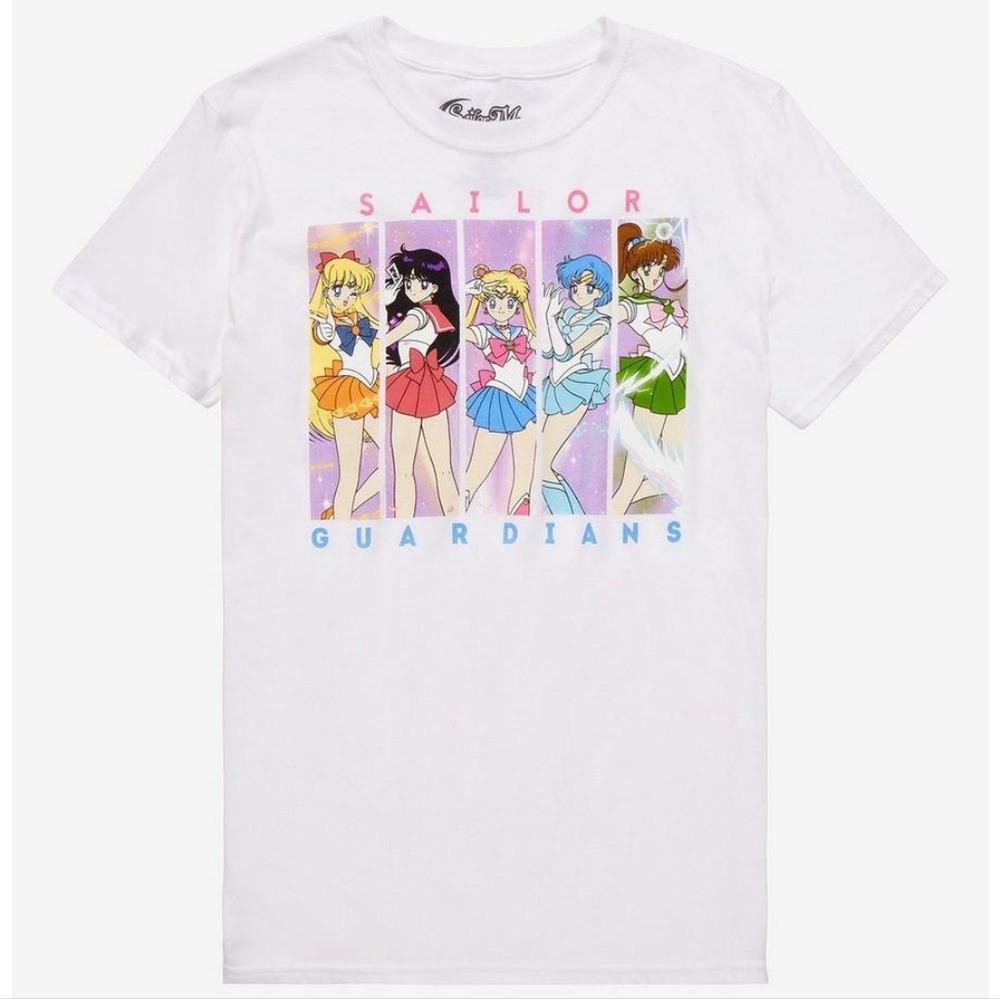 Sailor Moon Group Pastel Panel Boyfriend Fit Girls T-Shirt